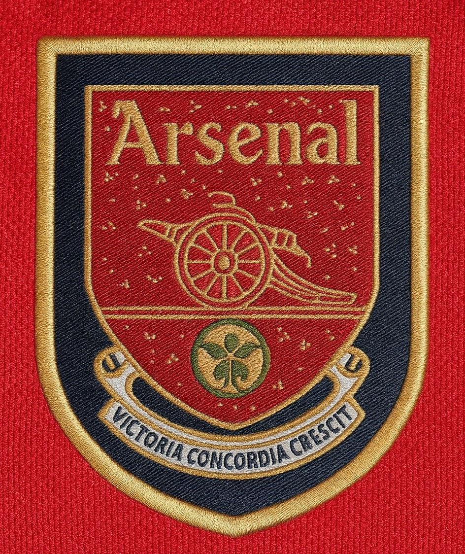 Arsenal 2001/02 home shirt — club crest close-up