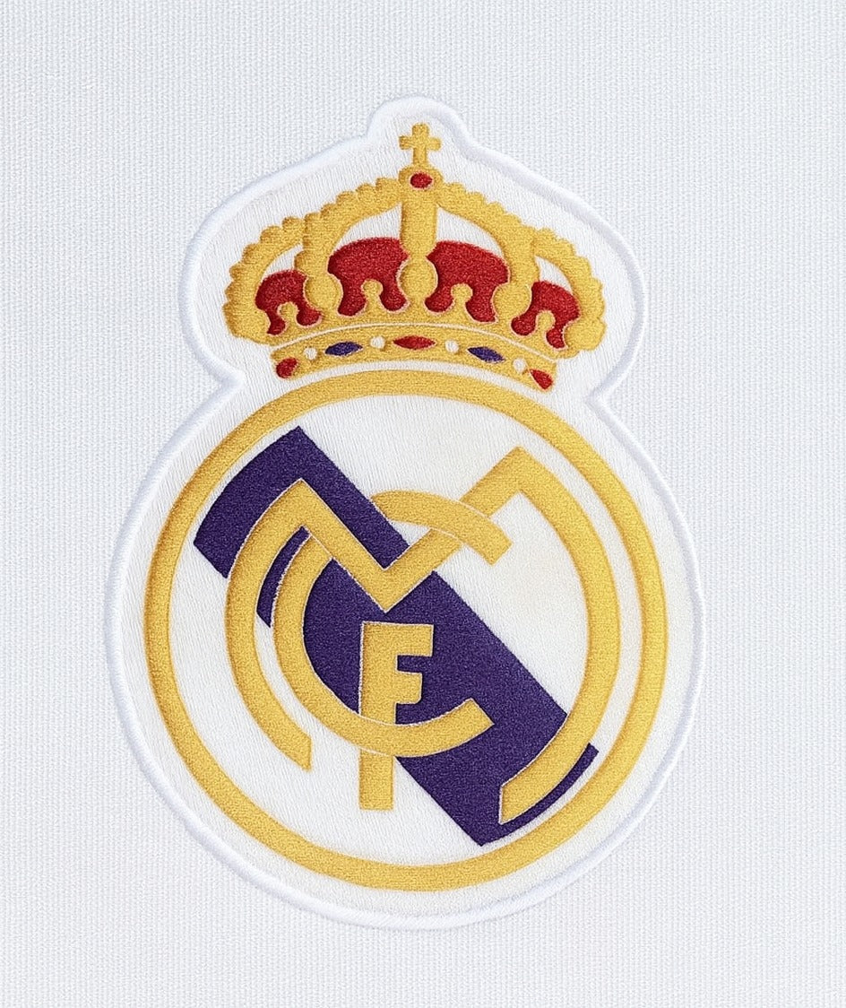 Real Madrid 1997/98 home shirt — club crest close-up