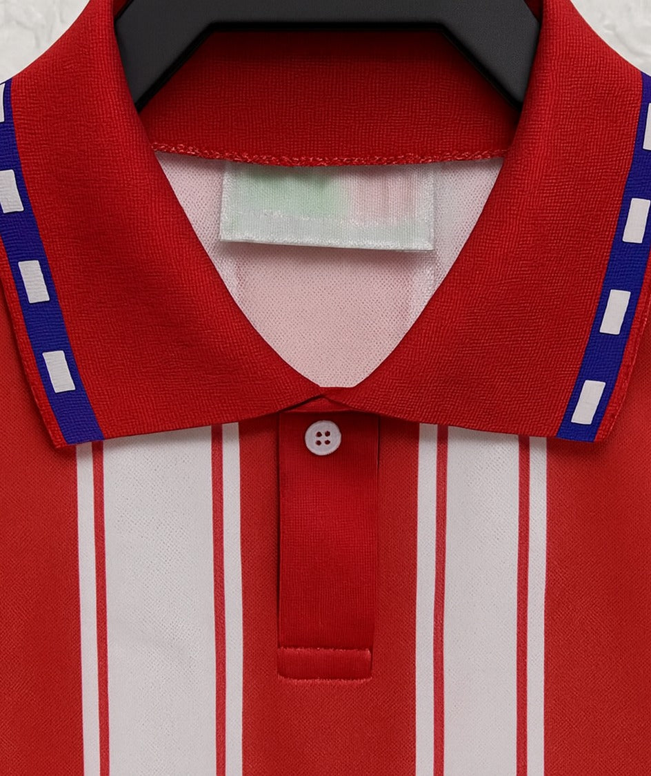 Atletico Madrid 1994/95 home shirt — collar close-up