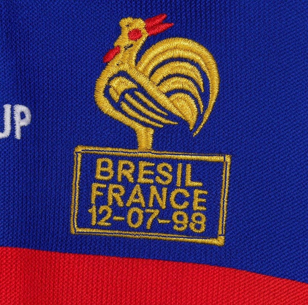 France 1998 home shirt — club crest close-up