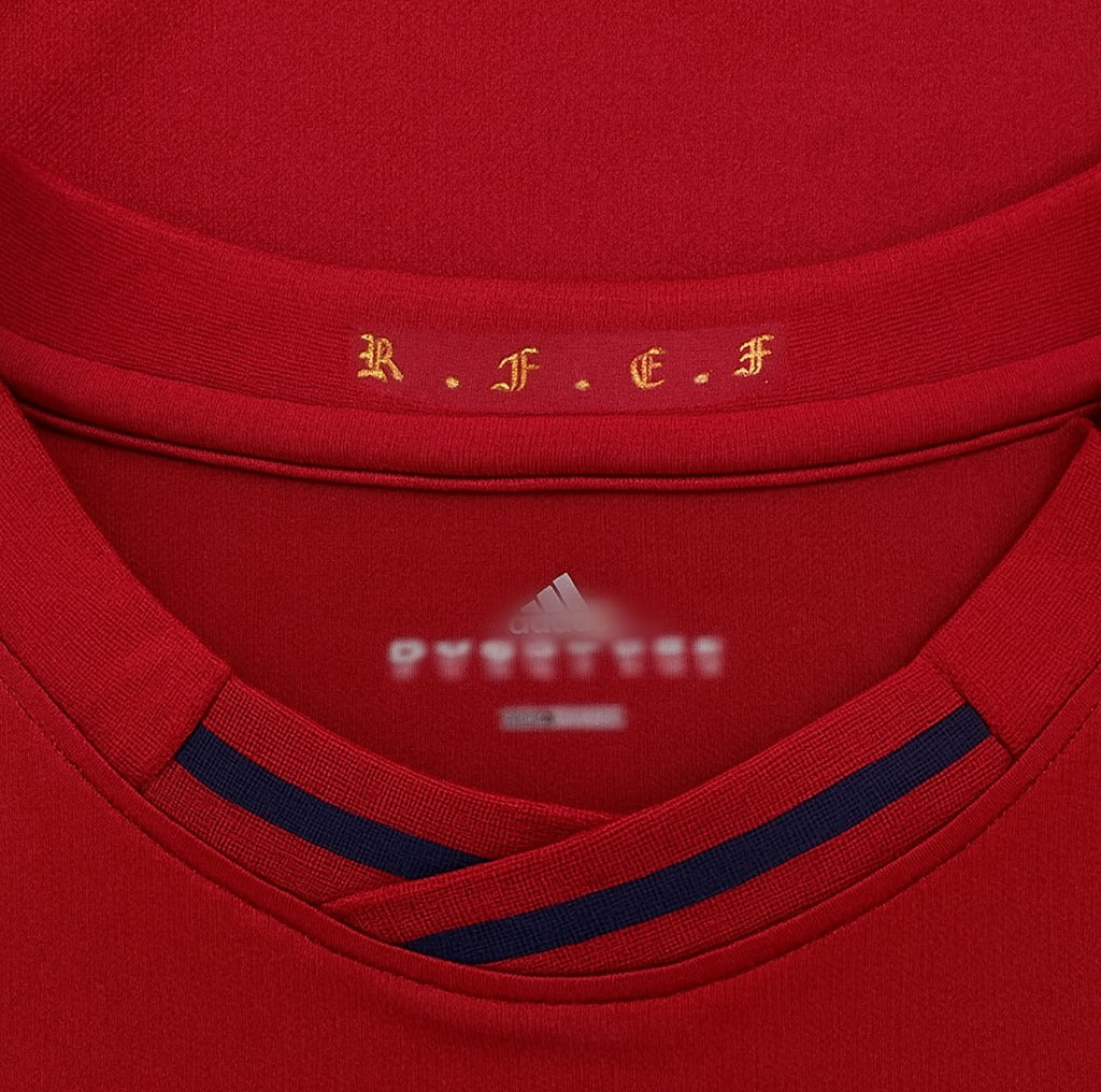 Spain 2010 home shirt — collar close-up