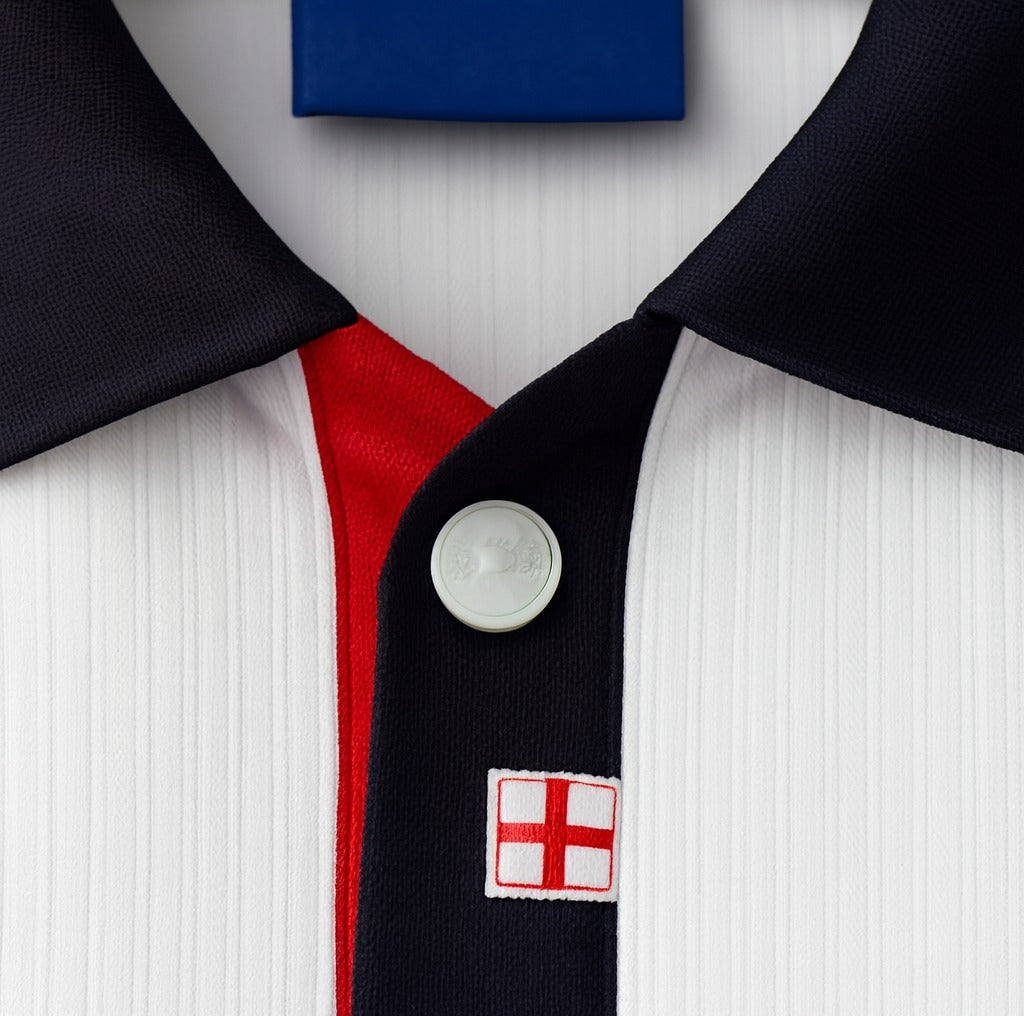 England 1998 home shirt — collar close-up
