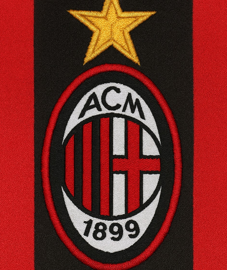 AC Milan 1997/98 home shirt — club crest close-up