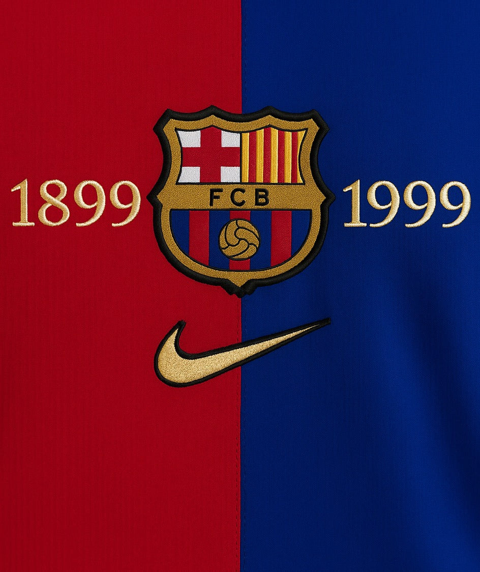 FC Barcelona 1999/00 home shirt — club crest close-up