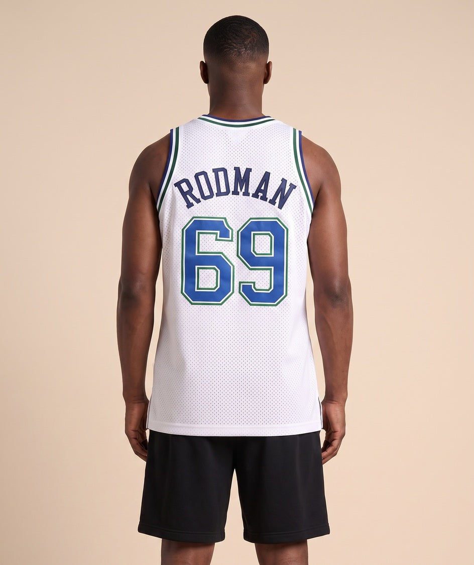 גופיית NBA - דאלאס מאבריקס רודמן 69 1999-20 לבן - גב