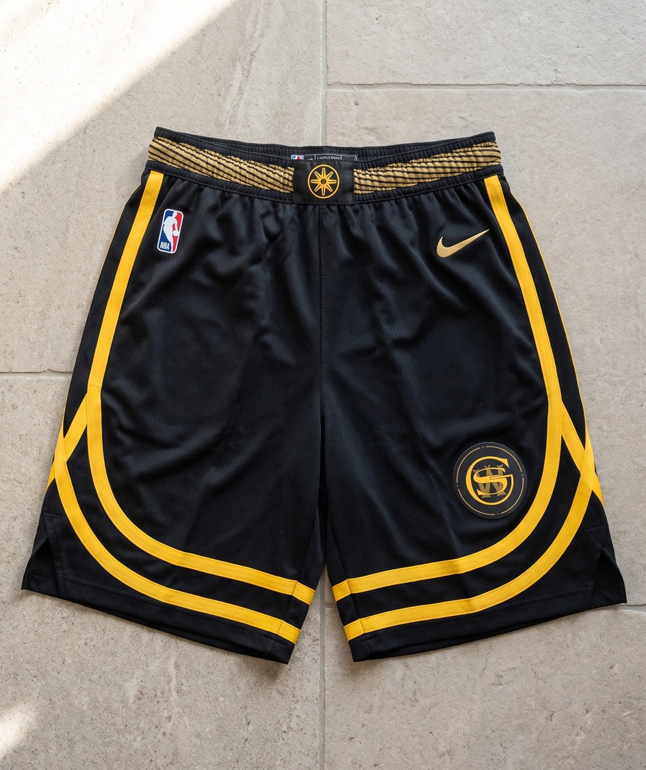 GSW black and gold City Edition shorts