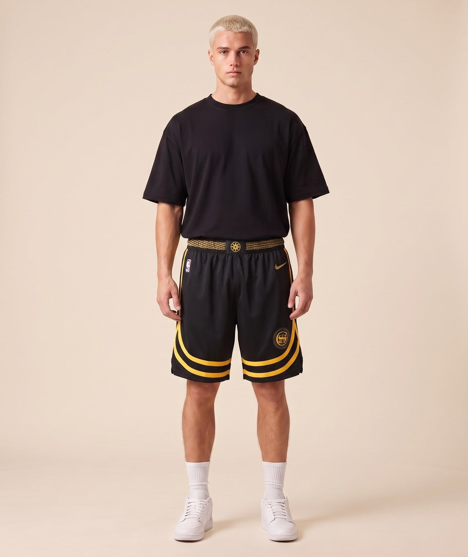 GSW black and gold City Edition shorts