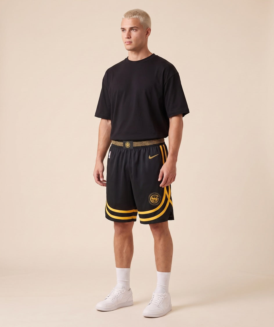 GSW black and gold City Edition shorts