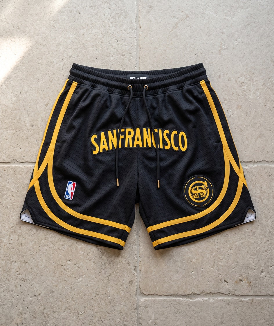 GSW San Francisco black gold shorts