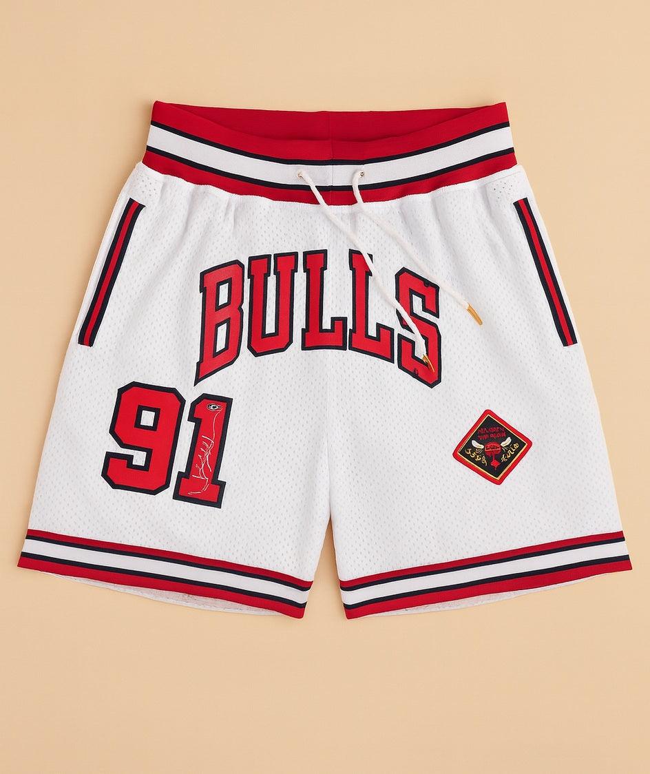 מכנסי NBA - שיקגו בולס רודמן לבן