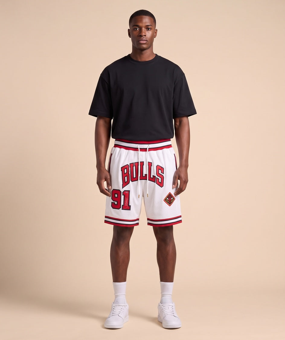 מכנסי NBA - שיקגו בולס רודמן לבן