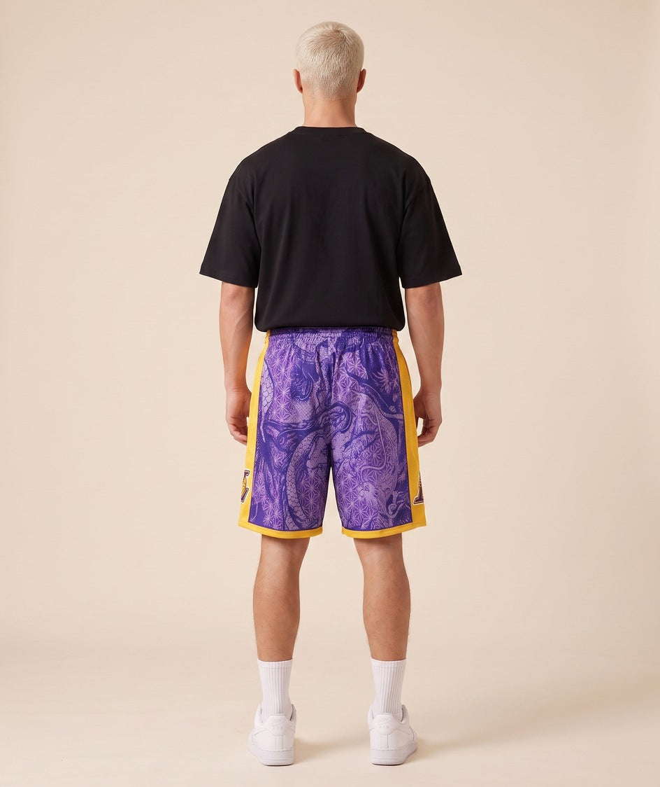 מכנסי NBA - לוס אנג'לס לייקרס פייזלי סגול