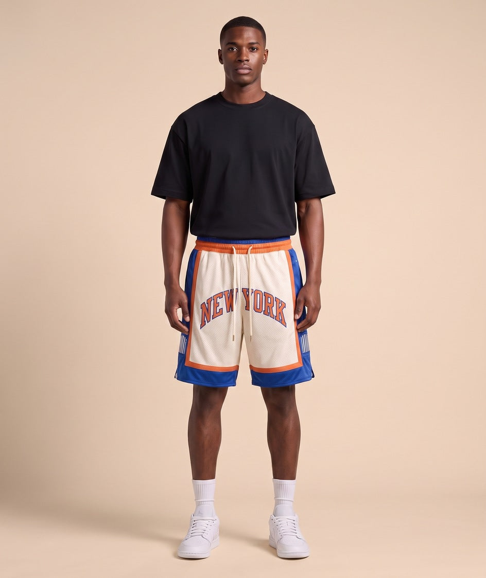 מכנסי NBA - ניו יורק ניקס קרם כחול