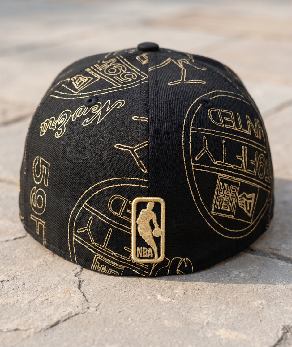כובע NBA - לוס אנג'לס לייקרס שחור הדפס זהב - גב