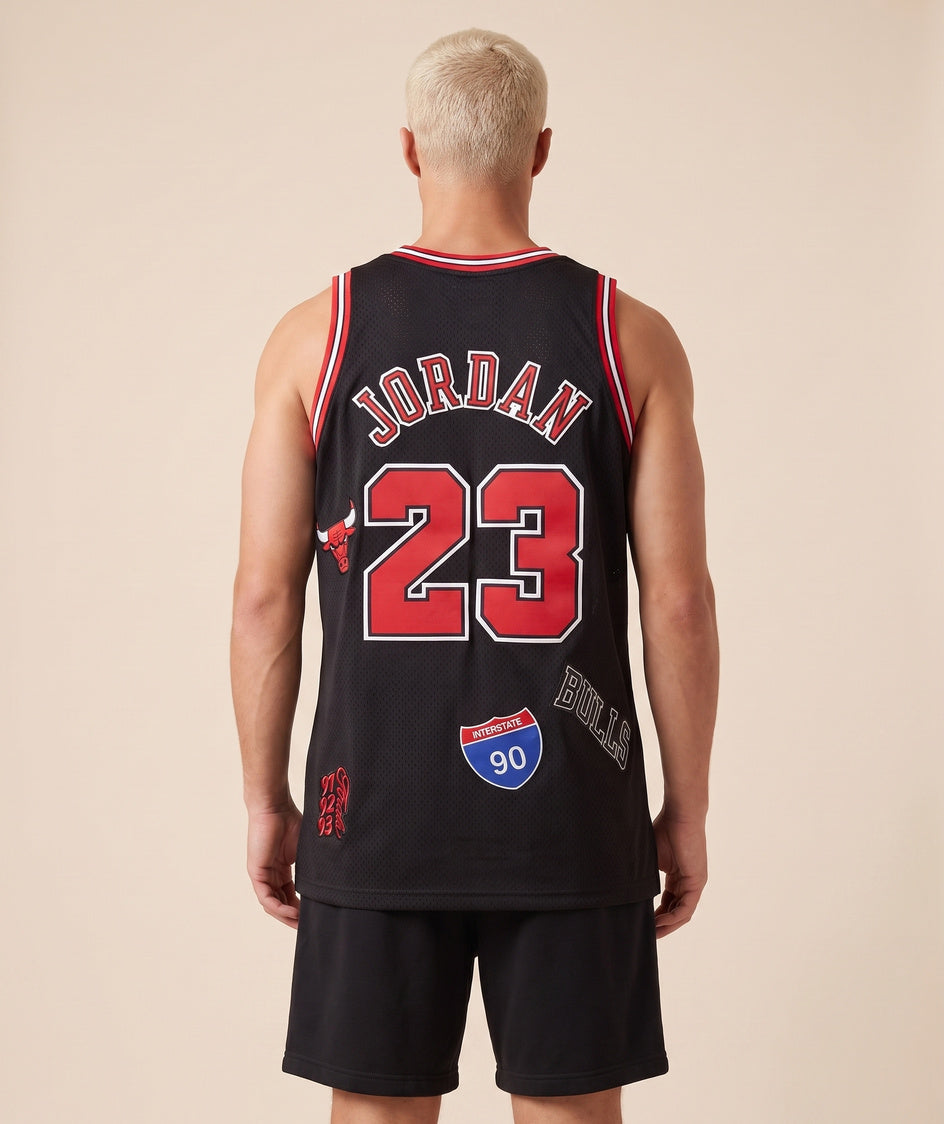 גופיית NBA - שיקגו בולס ג'ורדן 23 שחור - גב