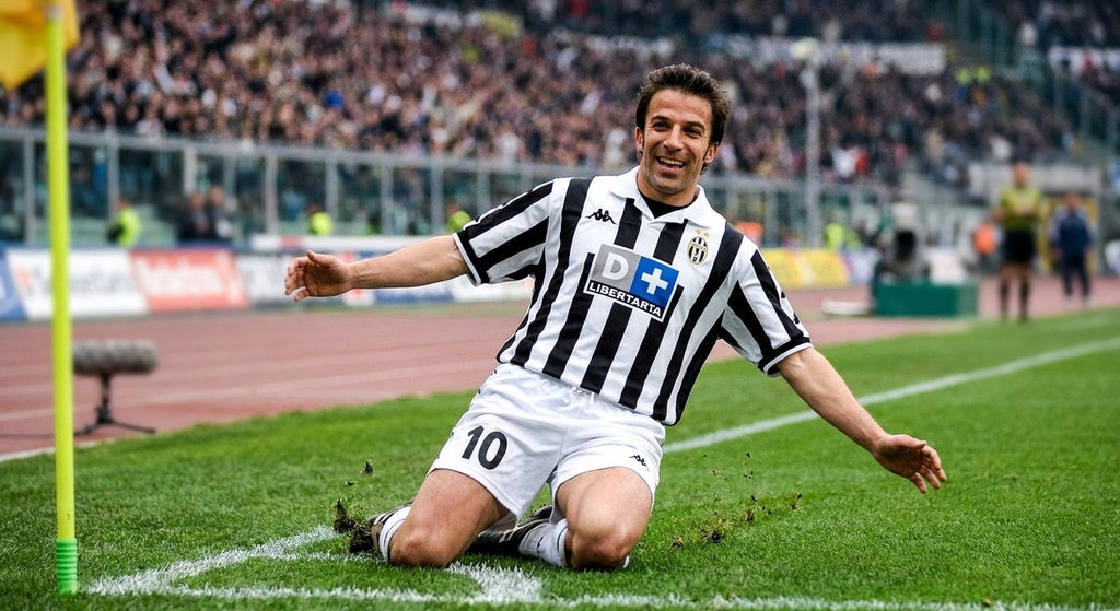 Alessandro Del Piero celebrating in the Juventus 1999/00 home shirt