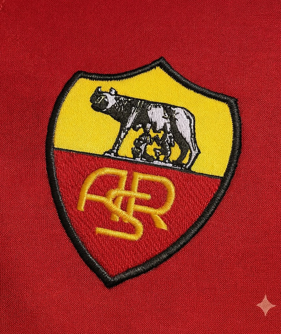 AS Roma 1998/99 home shirt — club crest close-up